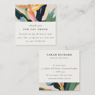 Bird Of Paradise Painted Flora Thank You For Order Square Business Card