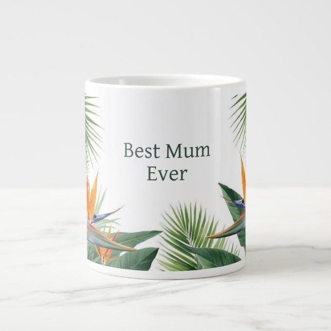 Bird of Paradise Palm Fronds Botanical Mothers Day Large Coffee Mug (Front)