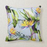 Bird of Paradise Palm Leaves Tropical Accent Cushion<br><div class="desc">Exotic Birds of Paradise and Palm Leaves Design. This Summer Colour Combination brings a Tropical accent to your home!</div>
