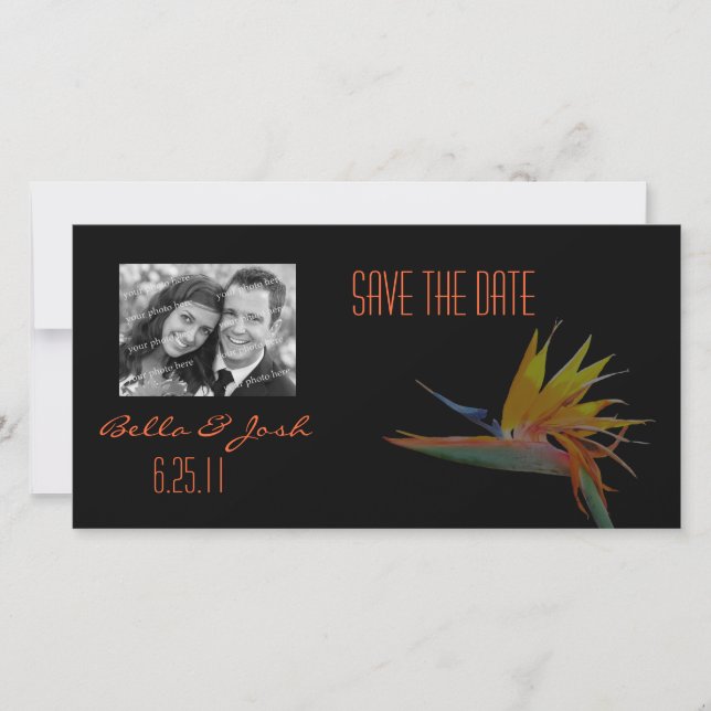 Bird of Paradise Save the Date Photo Card (Front)