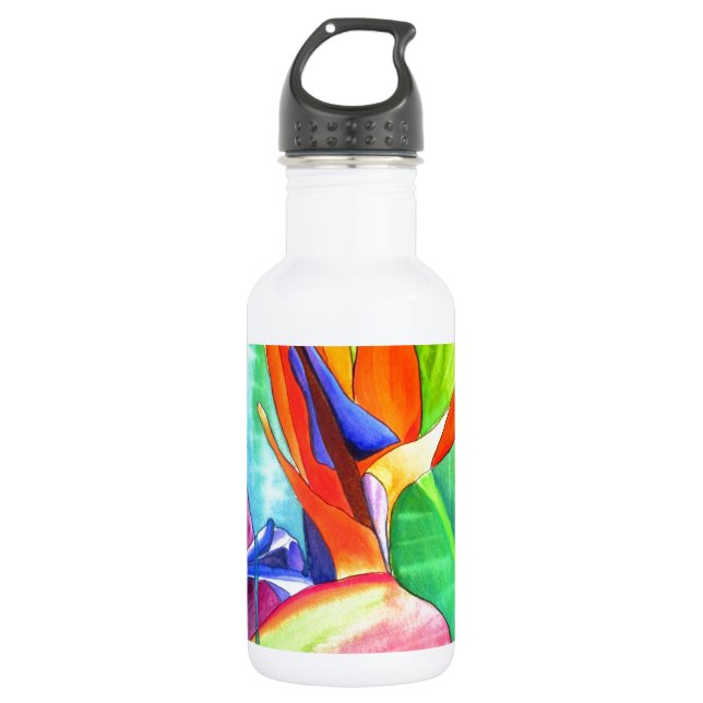 Bird of Paradise Strelitzia flower tropical art 532 Ml Water Bottle (Front)