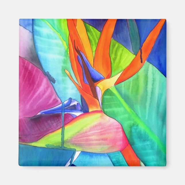 Bird of Paradise Strelitzia flower tropical art Magnet (Front)