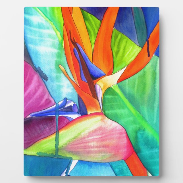 Bird of Paradise Strelitzia flower tropical art Plaque (Front)