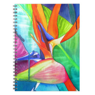 Bird of Paradise Strelitzia flower tropical art Spiral Notebook
