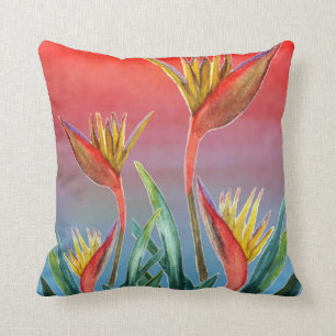 Bird of Paradise troical floral pillow