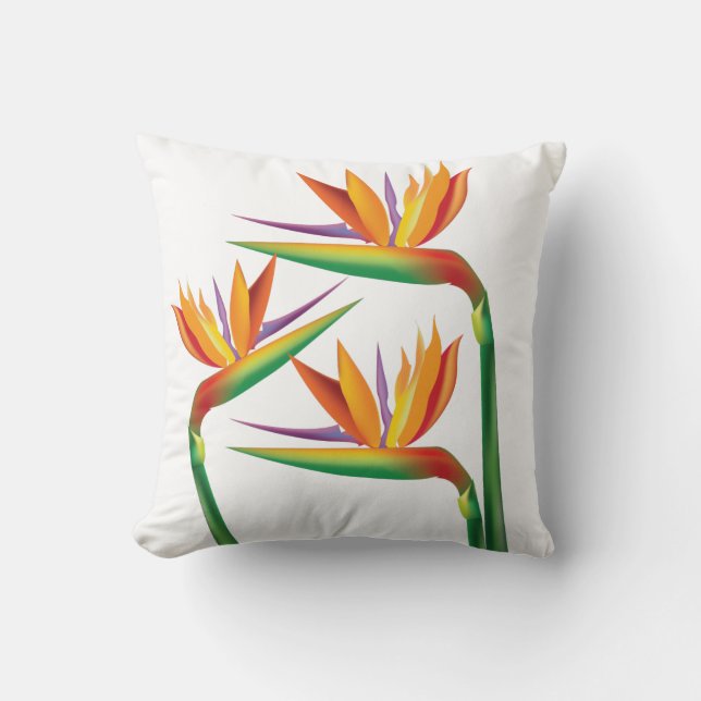 Bird of Paradise Tropical Floral Throw Pillow (Front)