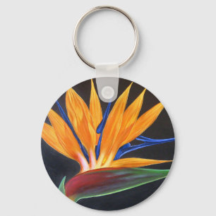 Bird Of Paradise Tropical Flower Painting - Multi Key Ring