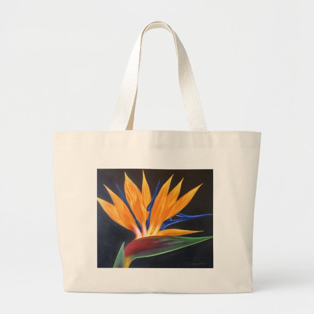 Bird Of Paradise Tropical Flower Painting - Multi Large Tote Bag (Front)