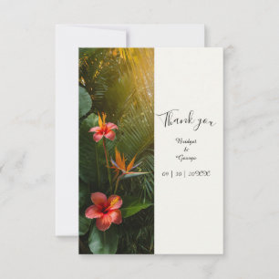 Bird of Paradise Tropical Hawaii Wedding Photo Thank You Card