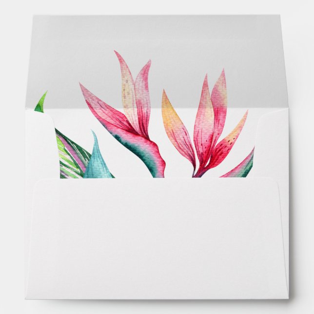 Bird of Paradise Tropical Watercolor Envelope (Back (Bottom))