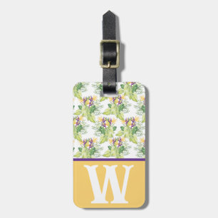 Bird of Paradise Watercolor Colour Block Initial  Luggage Tag
