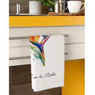 Bird of Paradise Watercolor, custom Tea Towel