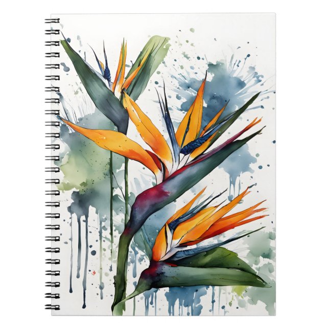 Bird of Paradise - Watercolor flowers Notebook (Front)