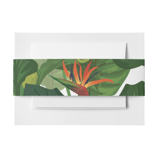 Bird of Paradise Wedding Invitation Belly Band (Front Example)