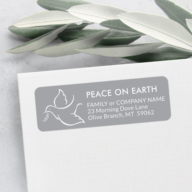 Bird of Peace Dove Grey Holiday Return Address (Creator Uploaded)