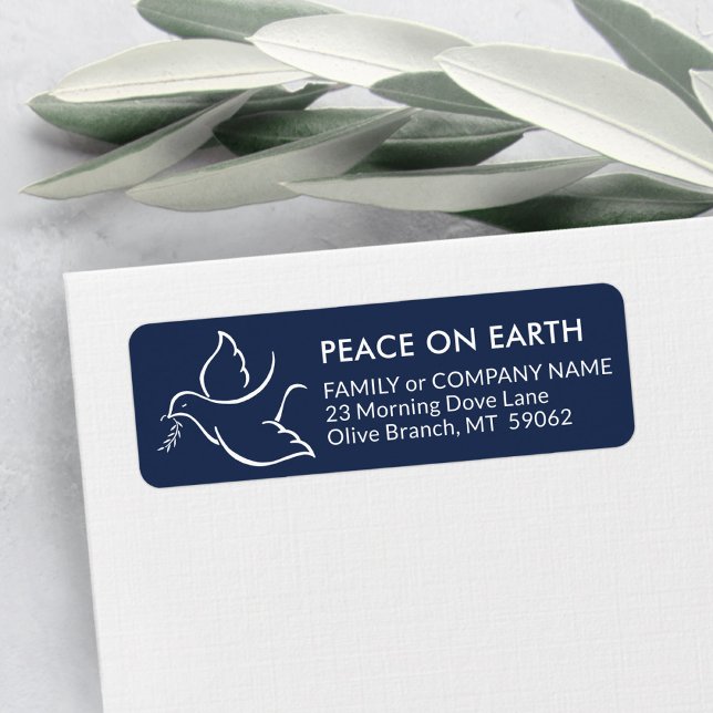 Bird of Peace Dove Navy Holiday Return Address (Creator Uploaded)