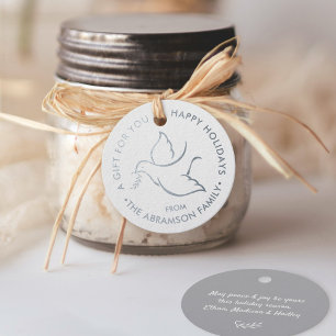 Bird of Peace Modern Minimalist Dove White Holiday Favour Tags
