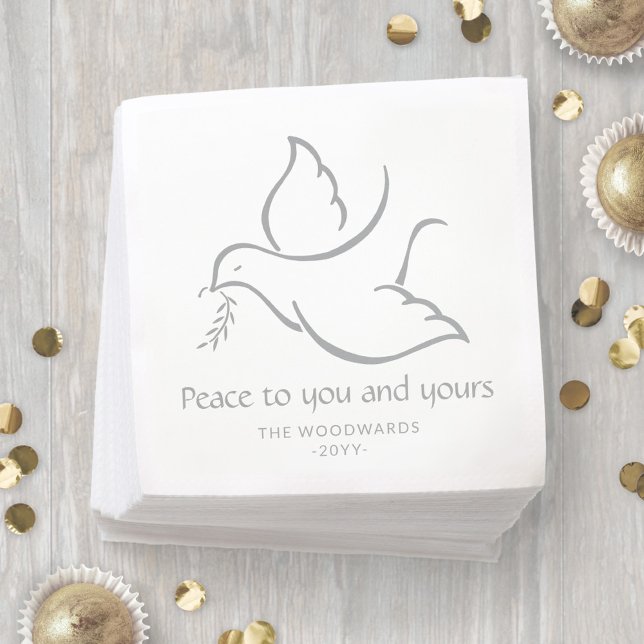 Bird of Peace Modern Minimalist Dove White Holiday Napkin (Creator Uploaded)