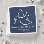 Bird of Peace Modern Navy Blue and White Holiday Napkin<br><div class="desc">Wish family and friends the simple gift of peace for the holidays with stylish modern paper napkins. All text on this template is easy to customise to include name, year or any other wording of your choice. "Peace to you and yours" can be changed to Merry Christmas, Happy Holidays, Happy...</div>