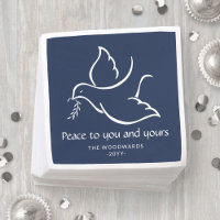 Bird of Peace Modern Navy Blue and White Holiday