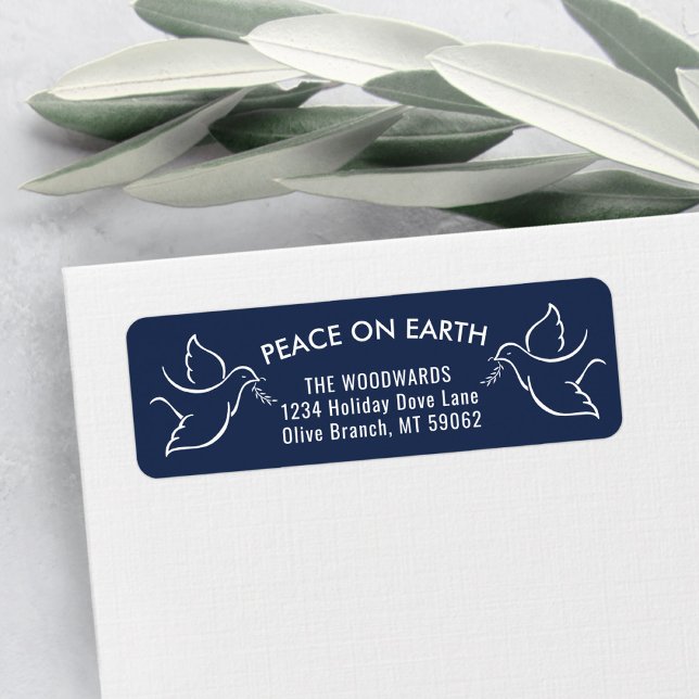 Bird of Peace Navy White Holiday Return Address (Creator Uploaded)