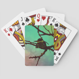 Bird On A Branch -Aqua N Pink Playing Cards