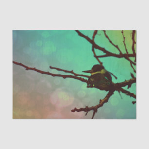 Bird On A Branch -Aqua N Pink Tissue Paper