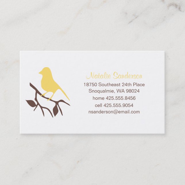 Bird on a Branch Calling Card (Front)