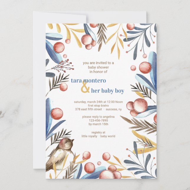 Bird on a Branch Invitation (Front)