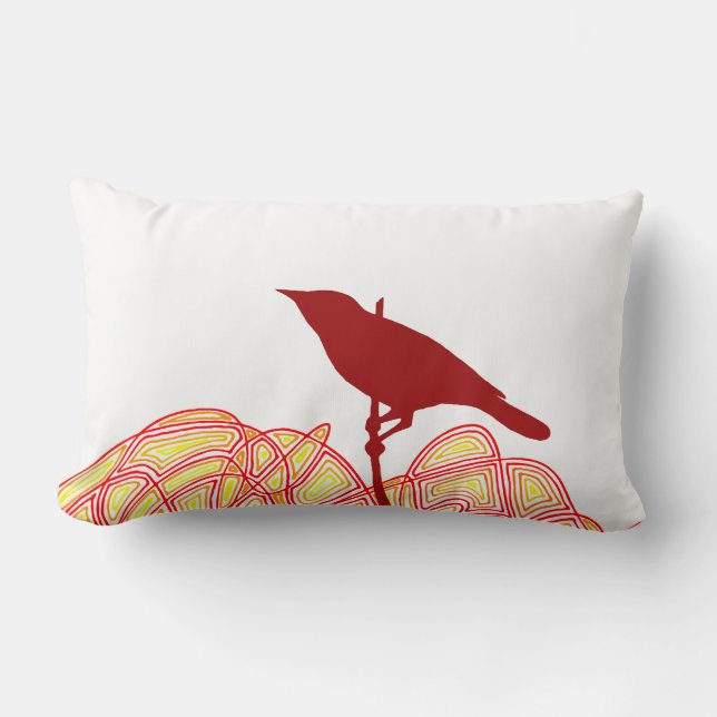 Bird on a Branch Lumbar Cushion (Front)