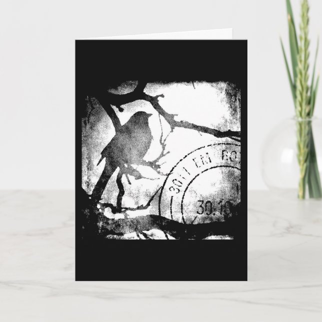 Bird on A Branch Monochrome Card (Front)