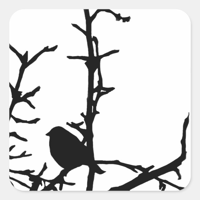 Bird on a Branch Square Sticker (Front)