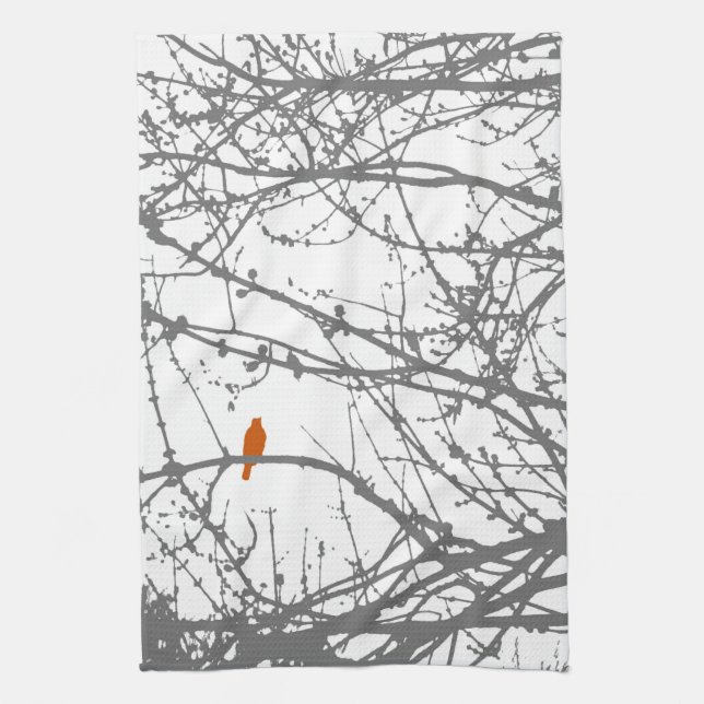 Bird on a Maple Tea Towel (Vertical)