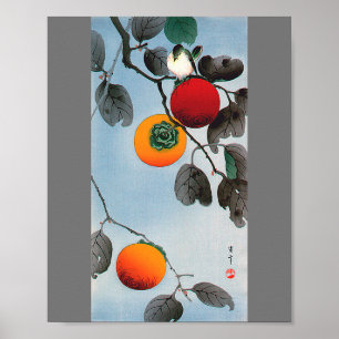 Bird on a Persimmon Tree, Watanabe Seitei Poster