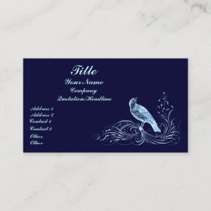 Bird on a Scroll (Blue) Business Card