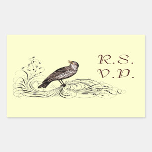 Bird on a Scroll (Brown) Rectangular Sticker