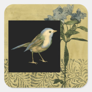 Bird on Black and Vintage Background Square Sticker