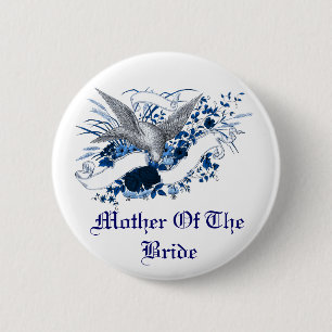 Bird on Bouquet (Blue) 6 Cm Round Badge