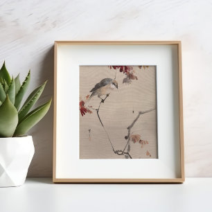 Bird on Branch Watching Spider   Watanabe Seitei Poster