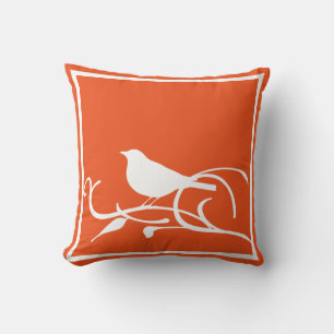 Bird on Branch with Customisable Background Colour Cushion