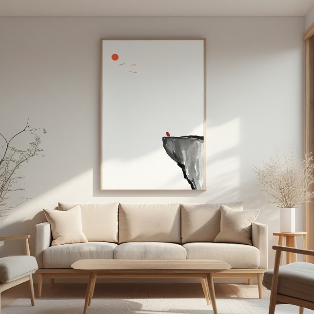 Bird on Cliff - Zen Landscape Wall Art - Calm Deco (Creator Uploaded)