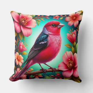🌿 Bird On Floral Branch Gift For Nature Lovers Cushion