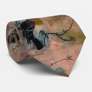 Bird on Sakura tree Tie
