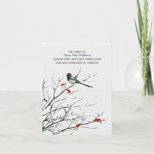 Bird On Winter Branch Sympathy Thank You (Front)