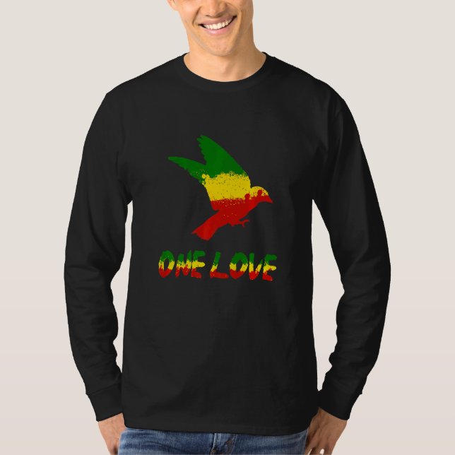 Bird  One Love Rasta Reggae Rastafarian Jamaica Ro T-Shirt (Front)