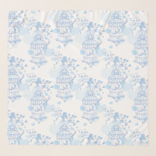 Bird open cage blue heart patterned spring wrap