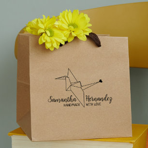 Bird Origami Custom Handmade With Love Large Rubber Stamp