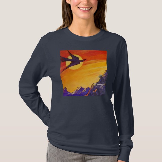 Bird out of time and space by Lynda Vugler T-Shirt (Front)