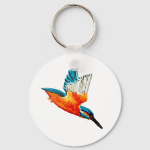 Bird Painting Flying Kingfisher Key Ring