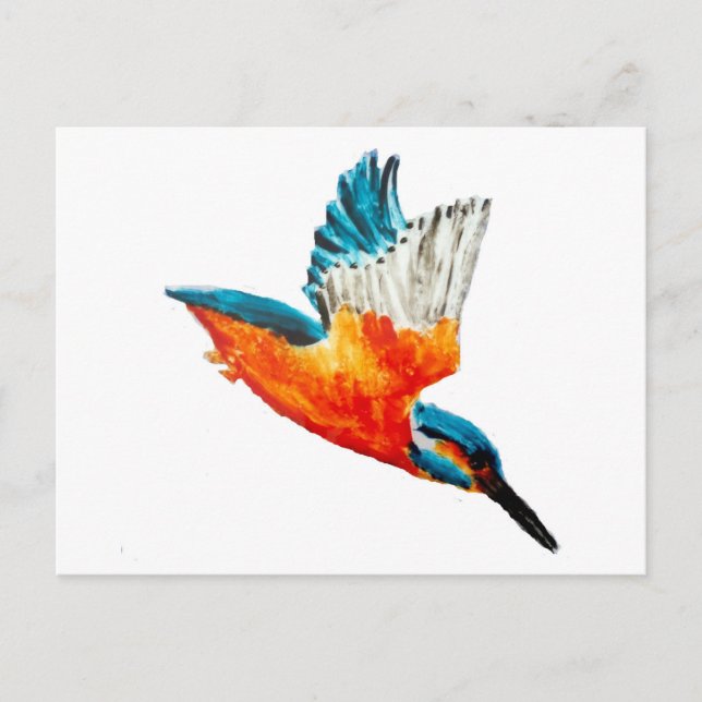 Bird Painting Flying Kingfisher Postcard (Front)